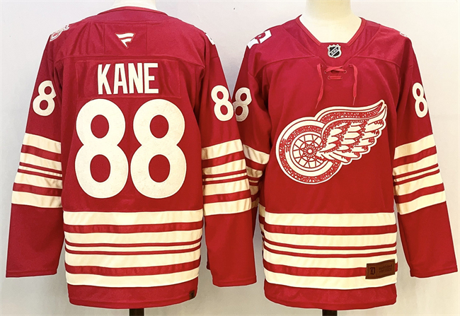 Men's Red Detroit Red Wings #88 Patrick Kane 2025-26 Centennial Premium Stitched Hockey Jersey